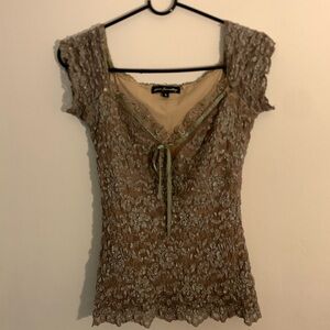 -reserved- green & beige lace top